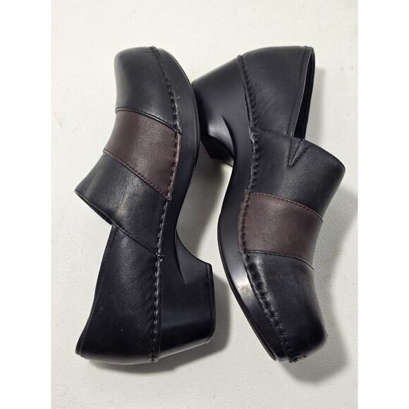 Dansko Tenley Clogs Womens US 6.5- 7 EU 37 Black/Brown Slip On Leather Shoes - Picture 8 of 12